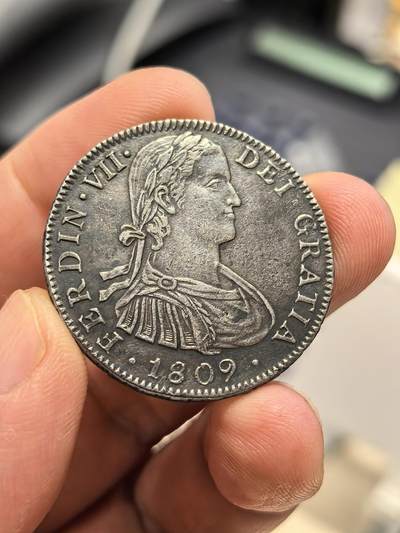 博洋堂世界钱币拍卖第157期（全场包邮） - 西属墨西哥1809年费迪南七世4R银币 少见年份和品种，目录定价高，表面有老洗，细节很好
