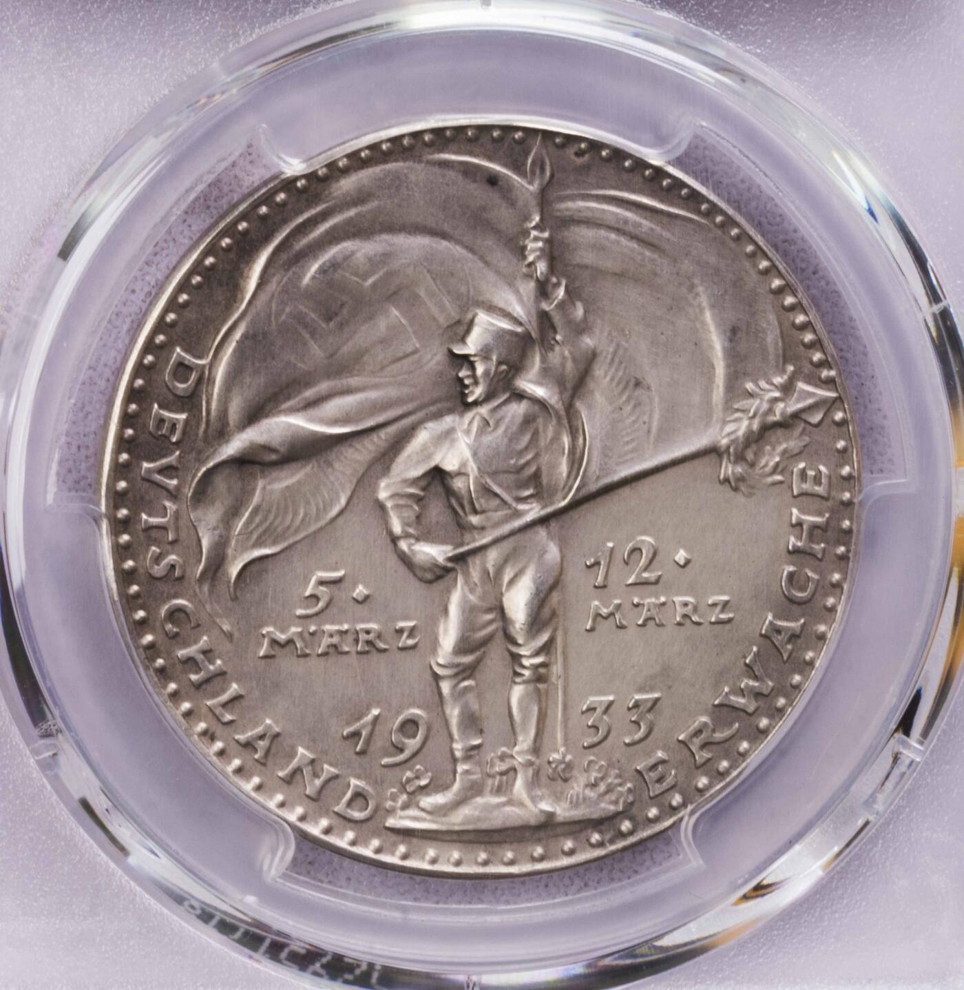 PCGS-SP62 1933德国小胡子元首扛大旗银章 第四名