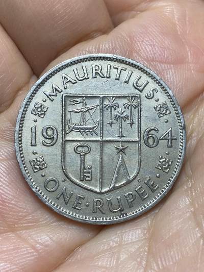 2026年第七场(总第一百七十六场）外国好品散币场(免佣金) - 英属毛里求斯1964年1卢比(伊丽莎白二世青年带冠)