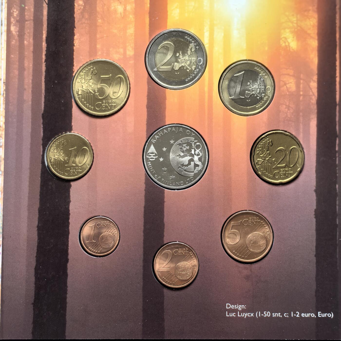 道一币馆币章第一百六十二场 原包装 芬兰2005年野生动物保护系列欧元套币八枚