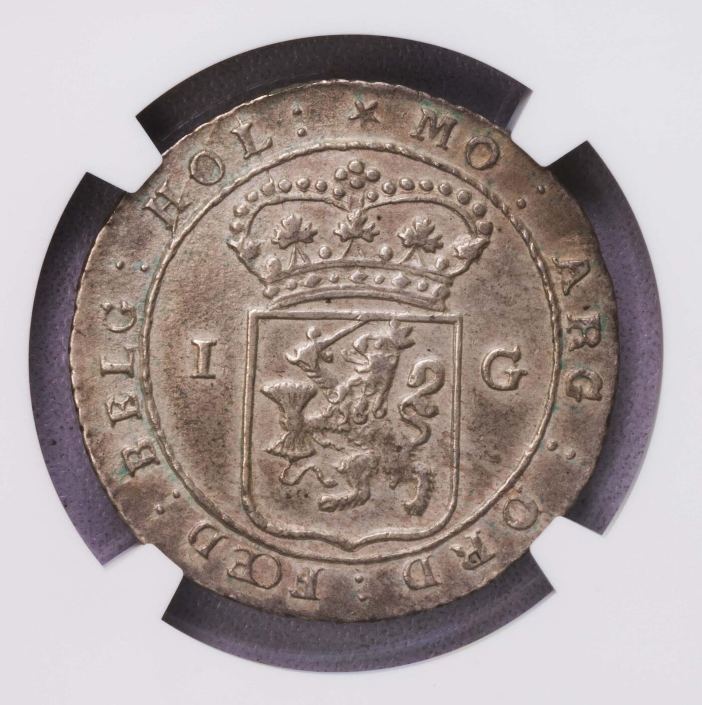 NGC-AU58 1802荷属东印度帆船1盾银币 最大面值