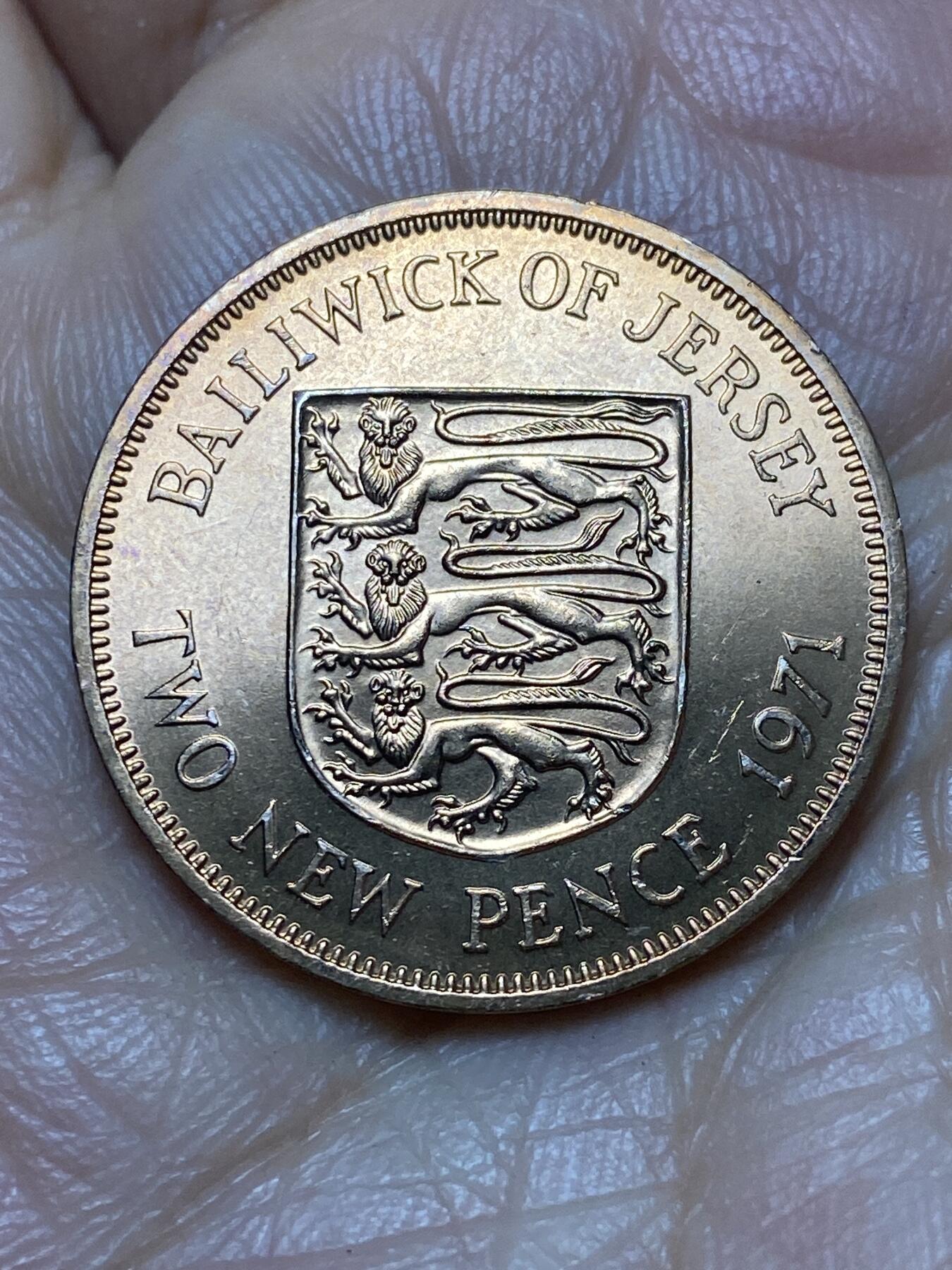 2026年第七场(总第一百七十六场）外国好品散币场(免佣金) 英属泽西岛🇯🇪1971年2新便士(伊丽莎白二世中年花冠，十进制第一套首发年)