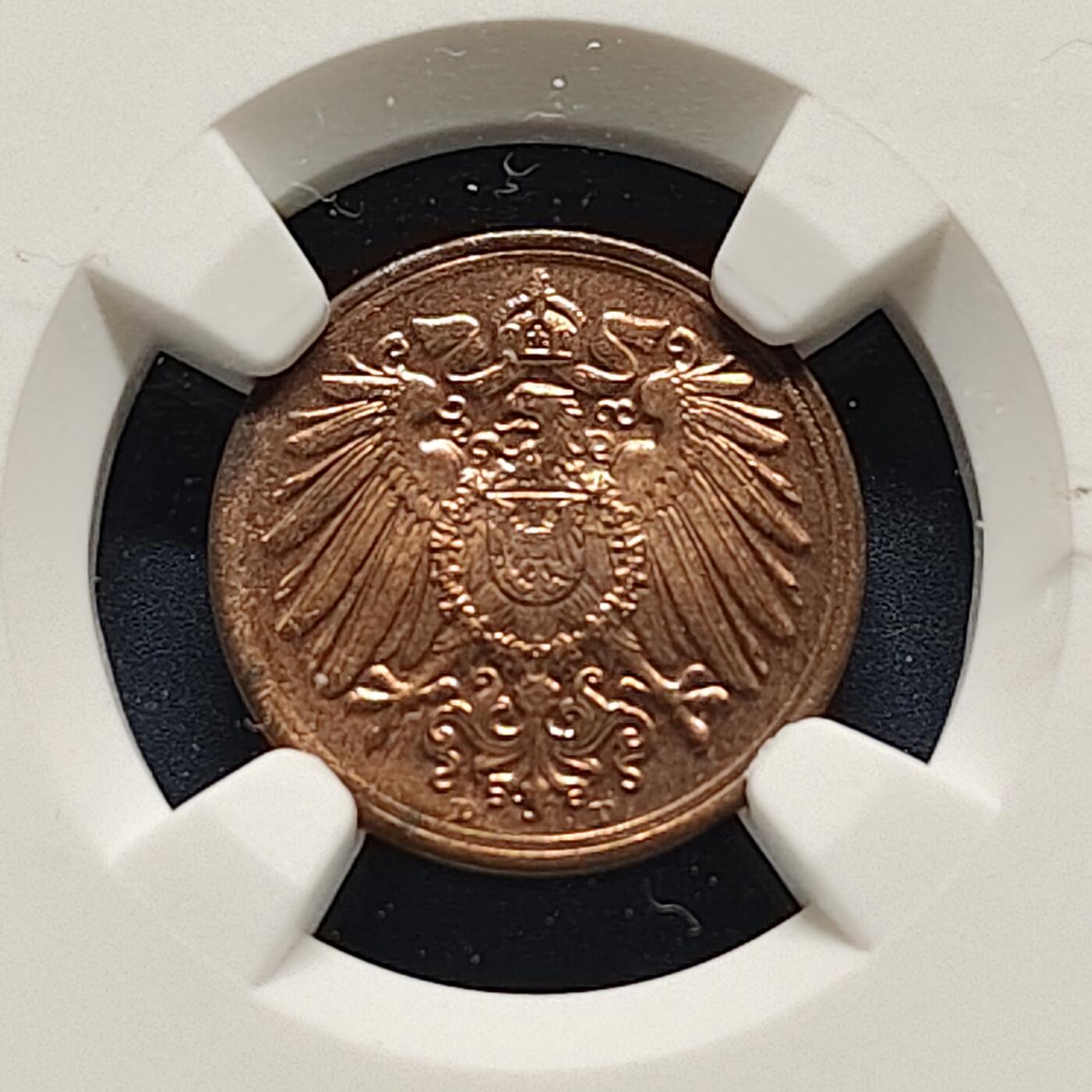 【全场包邮】纯粹捡漏拍495场-持续更新中 德国第二帝国1916年1芬妮-NGC MS63 RB