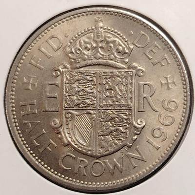 布加迪🐬～世界钱币(上海)🌾第 269 期 /  各国套币和散币 - 英国🇬🇧 1966年 半克朗 好品较少见