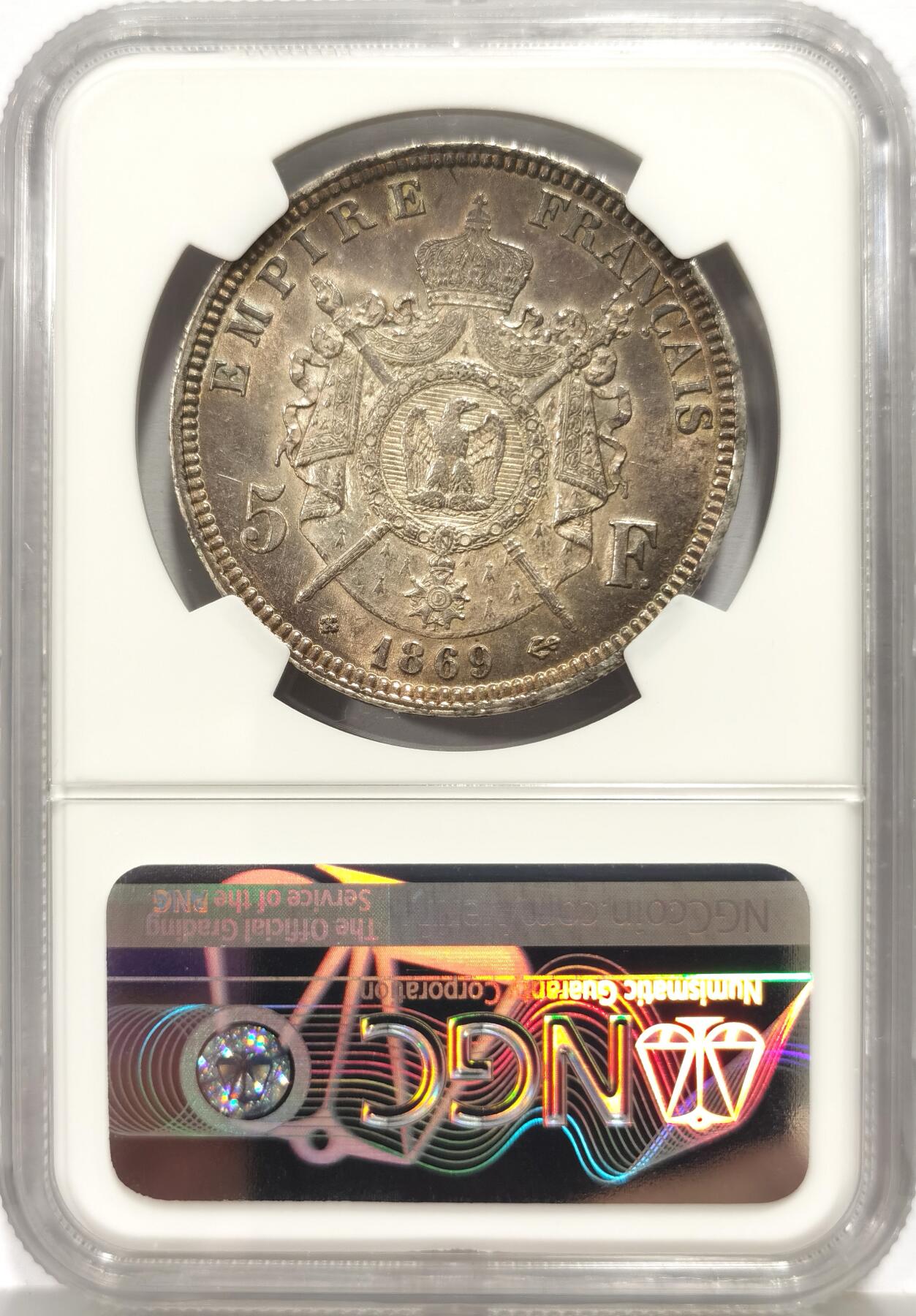 博洋堂世界钱币拍卖第157期（全场包邮） NGC UNC 法国1869年5法郎银币