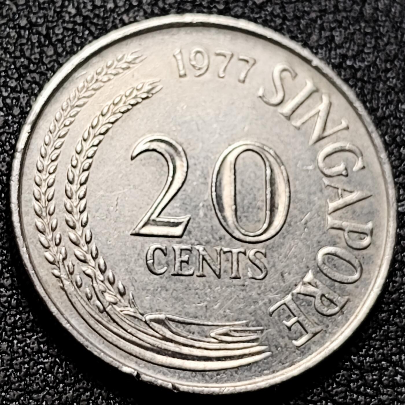 泉币菌-第169场- 精品福利场 高币值 1977年 新加坡20分 海洋动物-剑鱼 24mm  高币值