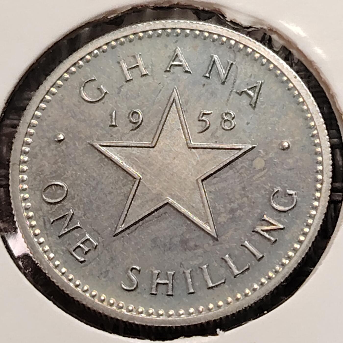 布加迪🐬～世界钱币(上海)🌾第 269 期 /  各国套币和散币 加纳🇬🇭 1958年 1先令