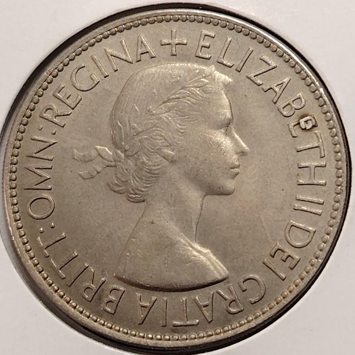 布加迪🐬～世界钱币(上海)🌾第 269 期 /  各国套币和散币 英国🇬🇧 1953年 1/2克朗 好品相