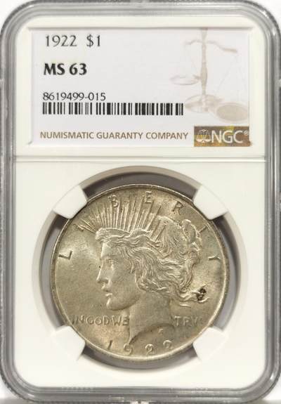 博洋堂世界钱币拍卖第157期（全场包邮） - NGC MS63 美国1922年和平老精稀，银价已经超越币值的潜力品种