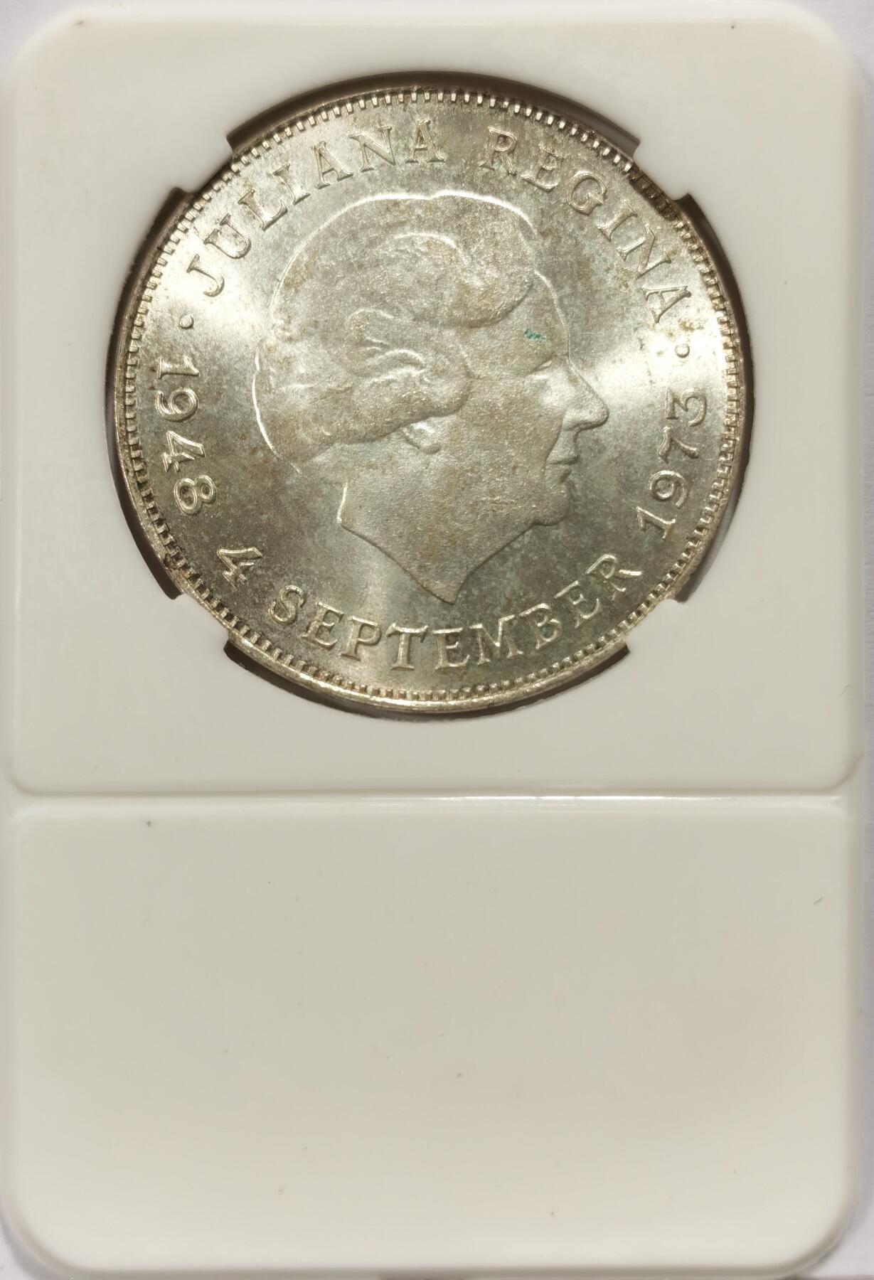 博洋堂世界钱币拍卖第157期（全场包邮） 荷兰1973年朱丽安娜女王10盾大银币