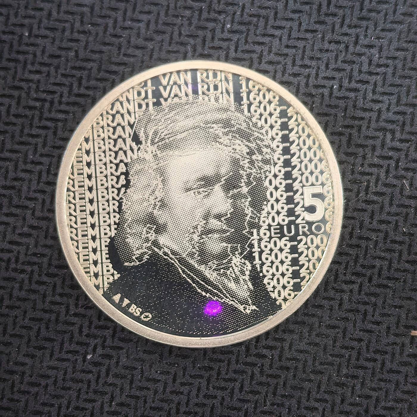 道一币馆币章第一百六十三场 欧洲之星 荷兰2006年画家伦勃朗诞辰400周年5欧元精制银币  11.9g 925s