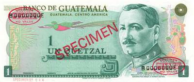 小福收藏拍卖第199期 裸钞场 本期有多张豹子号靓号 瑞士1000法郎 经典提香 毛里求斯首发年大全套 白俄罗斯5000000卢布 苏里南10000盾  爱沙尼亚  苏丹 西班牙 保加利亚 古巴等多国精美纸币 - 危地马拉 1972-83年 1格查尔 样钞 unc