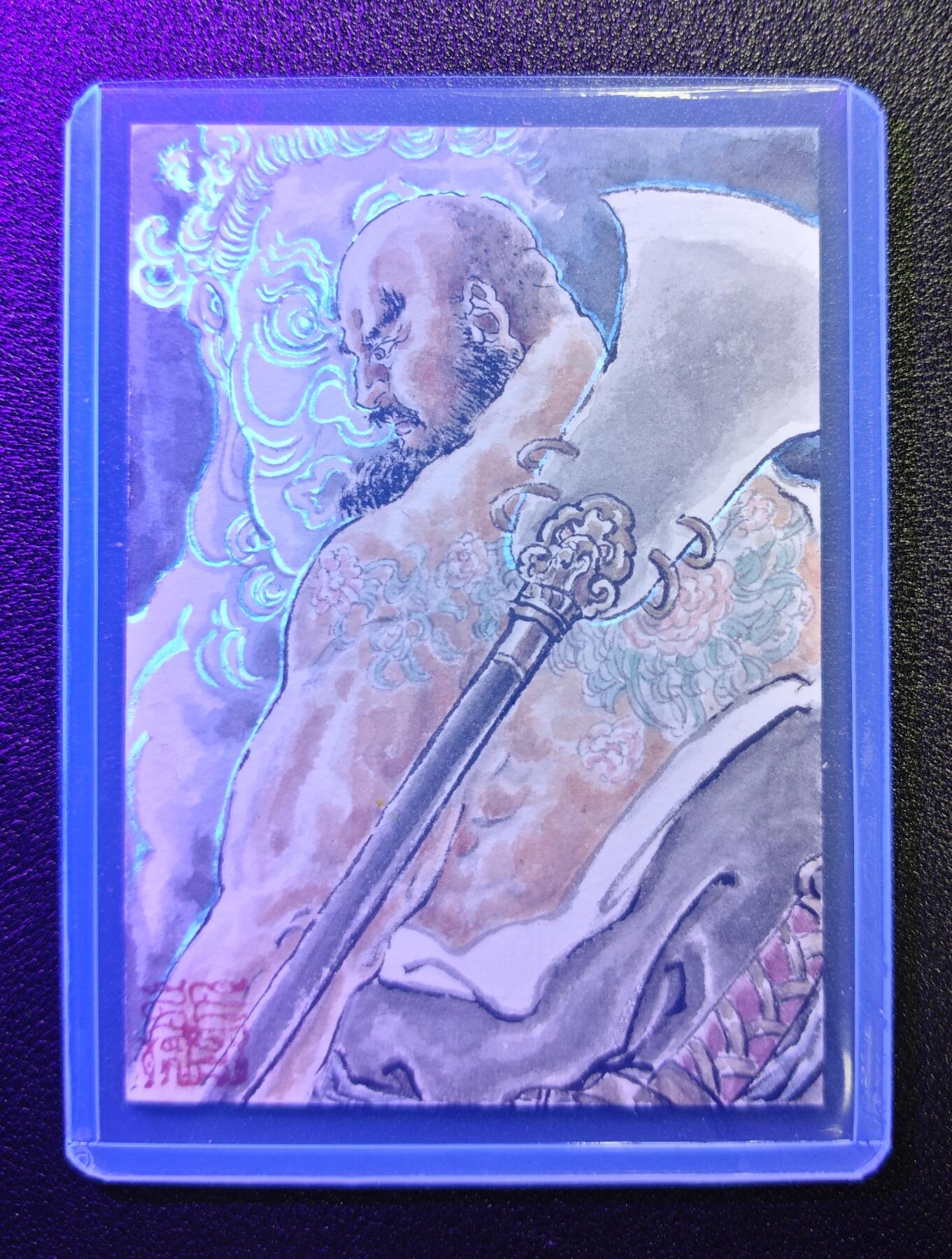 天玑星卡拍第162期《1.19周一截拍》持续收拍收评中 满赠卡需备注 【手绘卡】张先军 花和尚·鲁智深 手绘卡 卡背题字