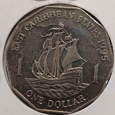 布加迪🐬～世界钱币(上海)🌾第 269 期 /  各国套币和散币 - 东加勒比国家 1995年 1元 镍币