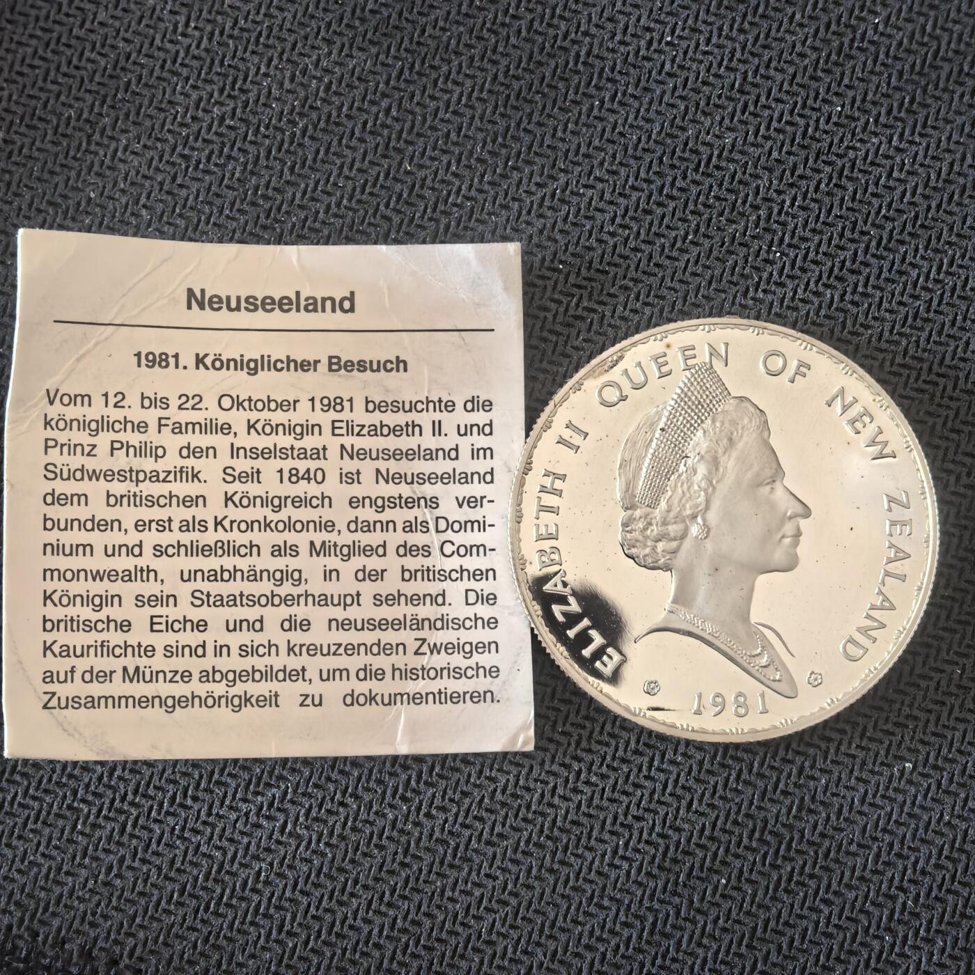 道一币馆币章第一百六十三场 带证书 新西兰1981年1元精制纪念银币  27.2g 925s