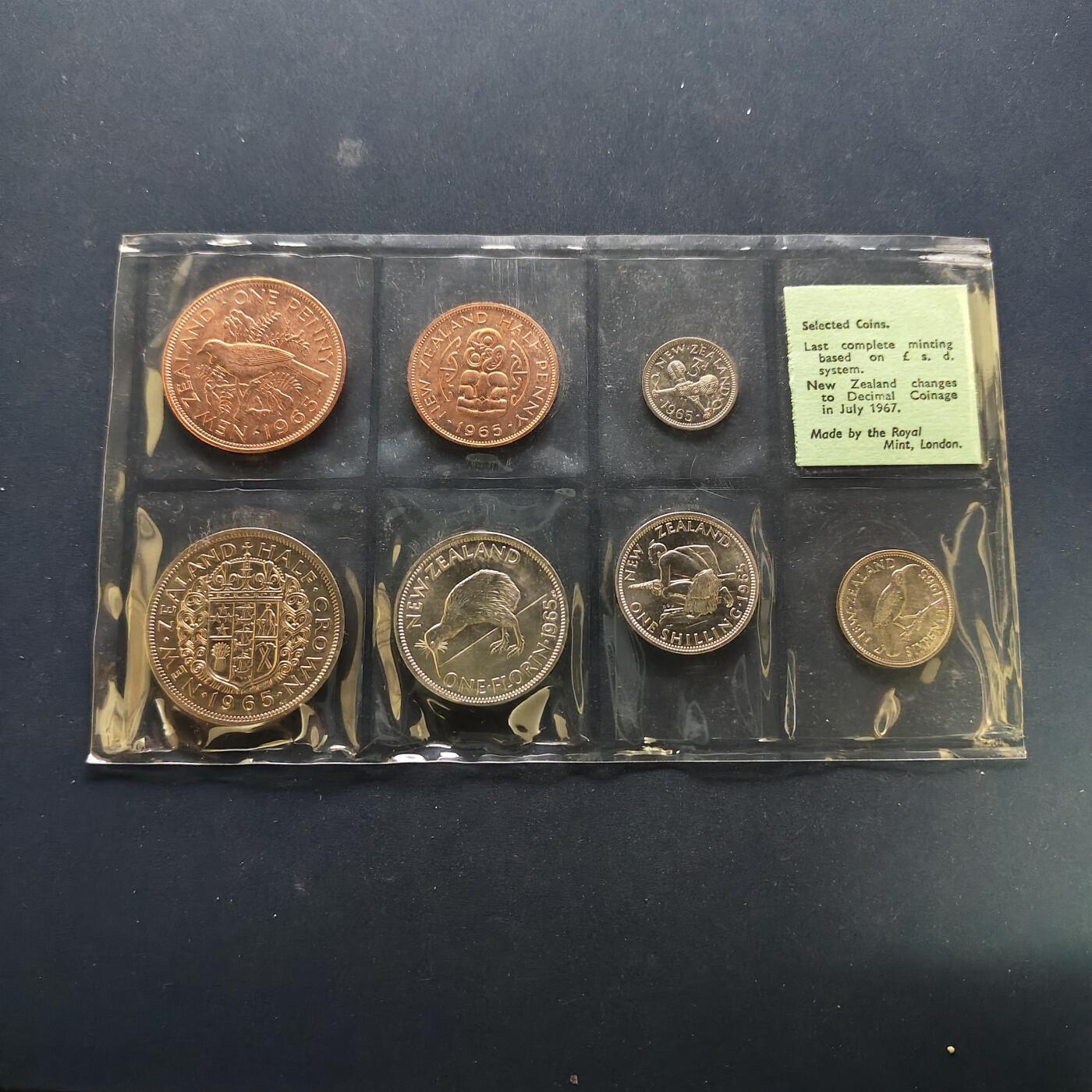 【全场包邮】纯粹捡漏拍494场 新西兰1965年官方首发封装套币-MSA1