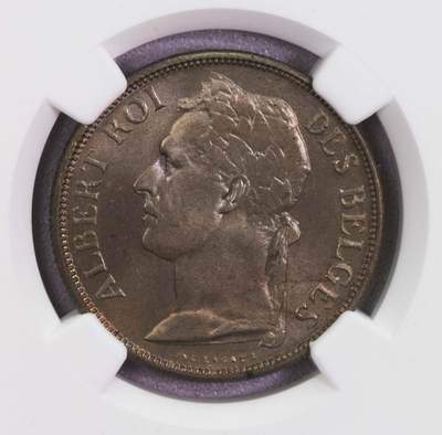 NGC-MS65 1920比属刚果1法郎镍币 唯一冠军分 - NGC-MS65 1920比属刚果1法郎镍币 唯一冠军分