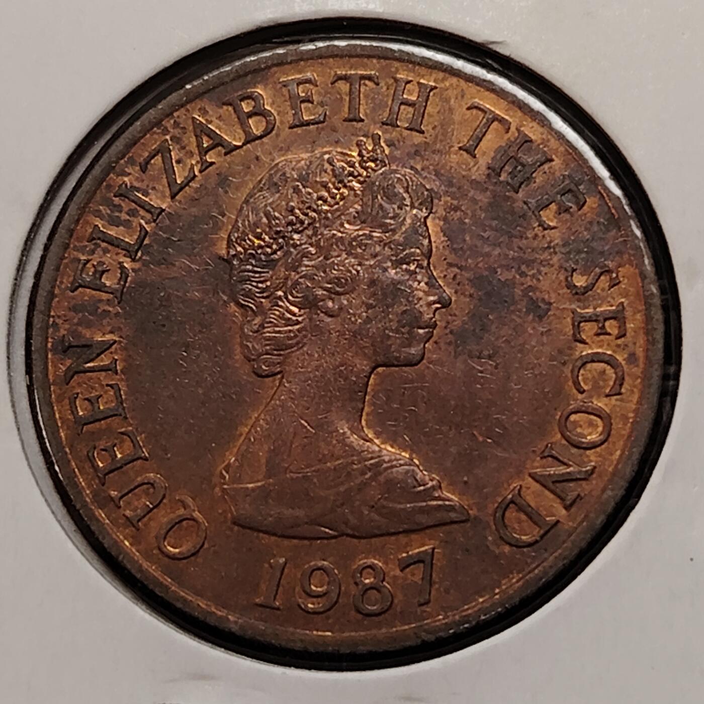 布加迪🐬～世界钱币(上海)🌾第 269 期 /  各国套币和散币 泽西岛 1987年 2便士