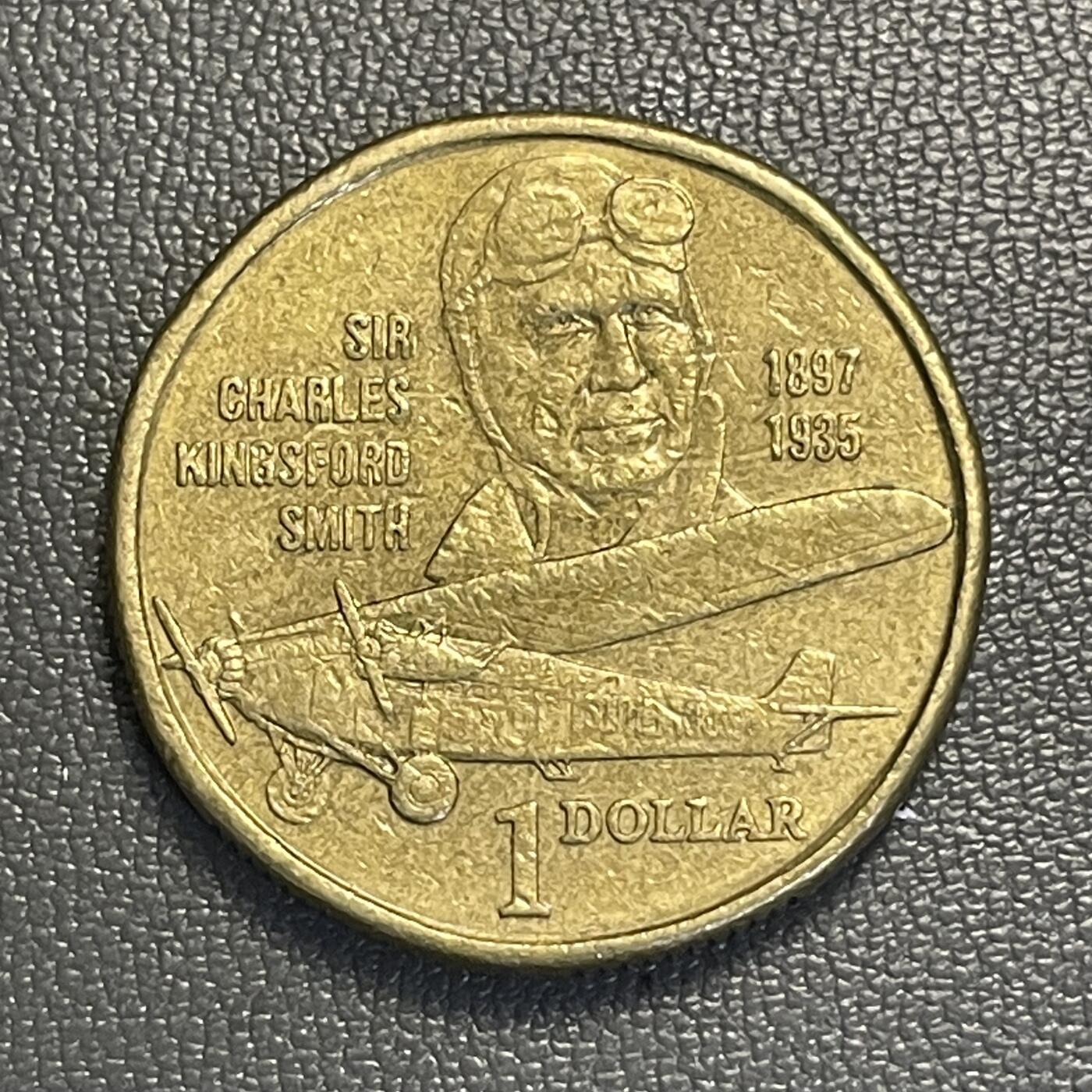 回流0119 澳大利亚1997年1澳元纪念币 传奇飞行员查尔斯·金斯福德·史密斯诞辰百年