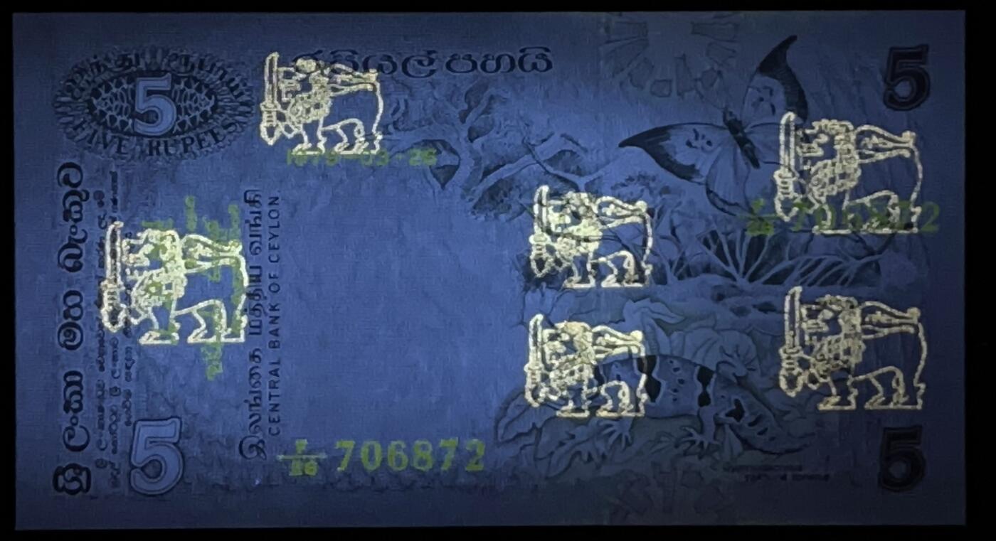 小福收藏拍卖第199期 裸钞场 本期有多张豹子号靓号 瑞士1000法郎 经典提香 毛里求斯首发年大全套 白俄罗斯5000000卢布 苏里南10000盾  爱沙尼亚  苏丹 西班牙 保加利亚 古巴等多国精美纸币 斯里兰卡（锡兰）1979年 5卢比 动物版 unc