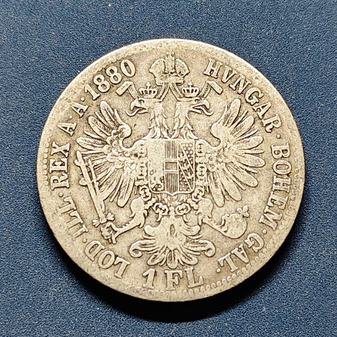 【全场包邮】纯粹捡漏拍494场 奥地利1880年弗朗兹约瑟夫一世1福林银币【29.5毫米12.34克，纯银价约222元（按20元银价折算）】