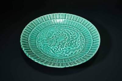 上海都达杂项专场七十三【全场包邮】 青瓷团凤纹盘51-269