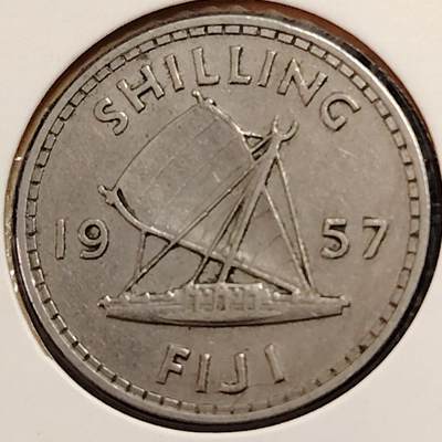 布加迪🐬～世界钱币(上海)🌾第 269 期 /  各国套币和散币 - 英属斐济🇫🇯 1957年 1先令