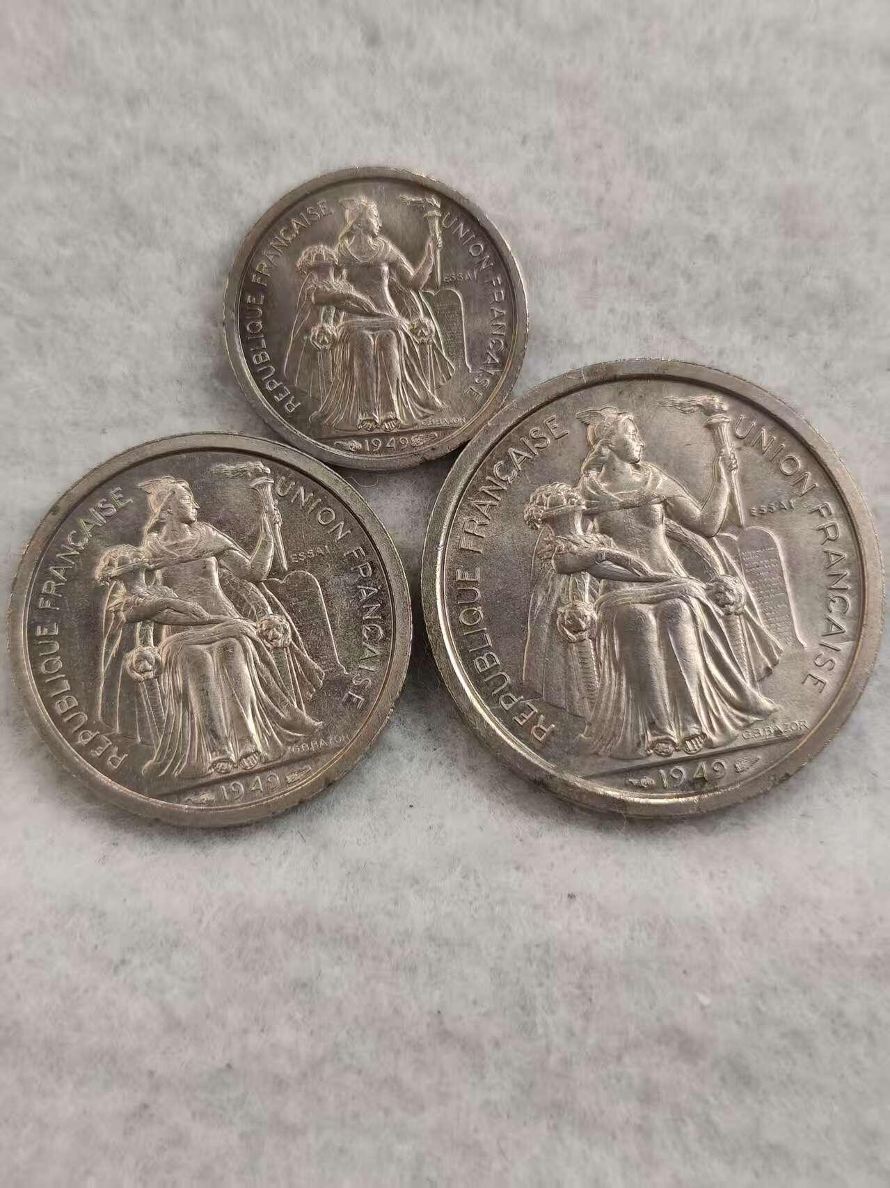 G&W世界散币，银币处理专场（第43场） 法属大洋洲1949年50分，1, 2法郎 3枚  样币