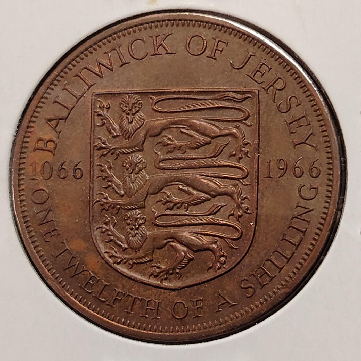 布加迪🐬～世界钱币(上海)🌾第 269 期 /  各国套币和散币 泽西岛 1966年 1/12先令