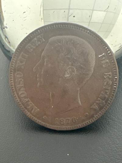 ❤️【币观天下】❤️ 第339期钱币拍卖- 2026.1.16周五晚上6点半场-长期征集拍品 - 西班牙1876年双柱黑包浆好品25克900银