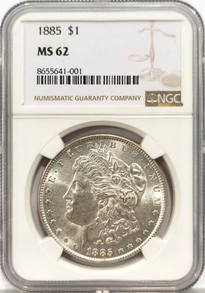 博洋堂世界钱币拍卖第157期（全场包邮） - NGC MS62 美国1885年摩根1美圆 币面干净