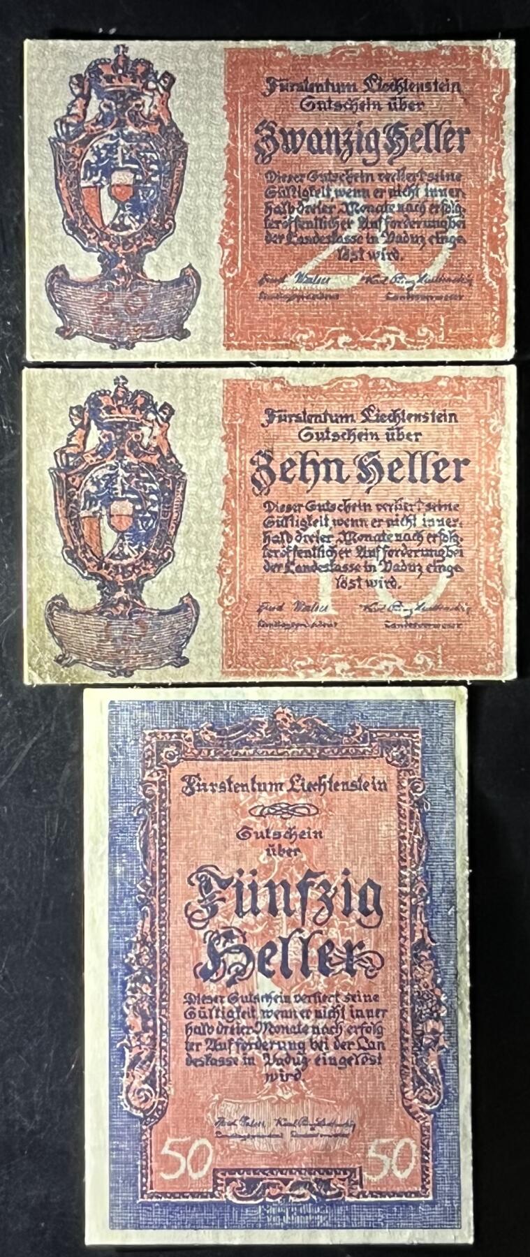 小福收藏拍卖第199期 裸钞场 本期有多张豹子号靓号 瑞士1000法郎 经典提香 毛里求斯首发年大全套 白俄罗斯5000000卢布 苏里南10000盾  爱沙尼亚  苏丹 西班牙 保加利亚 古巴等多国精美纸币 列支敦士登 1920年 10 20 50赫勒 百年老钞 3张全套 50赫勒右上角微黄 unc