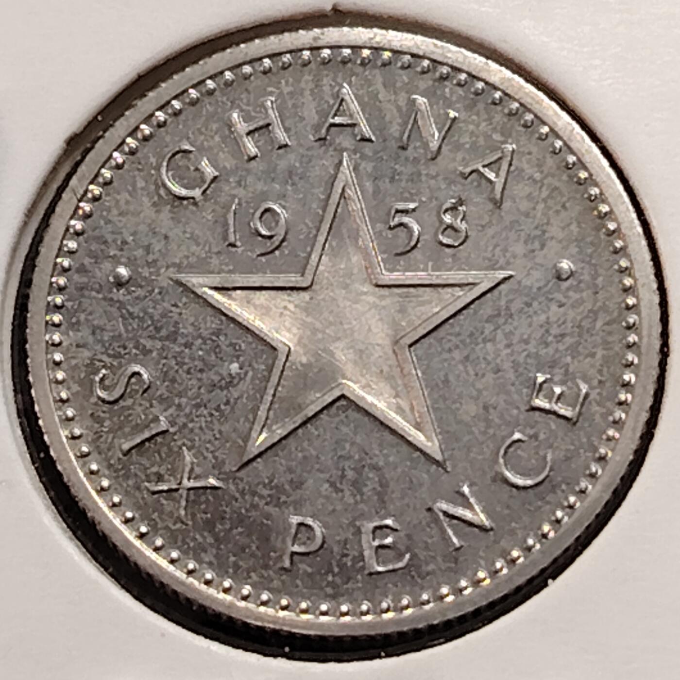 布加迪🐬～世界钱币(上海)🌾第 269 期 /  各国套币和散币 加纳🇬🇭 1958年 6便士