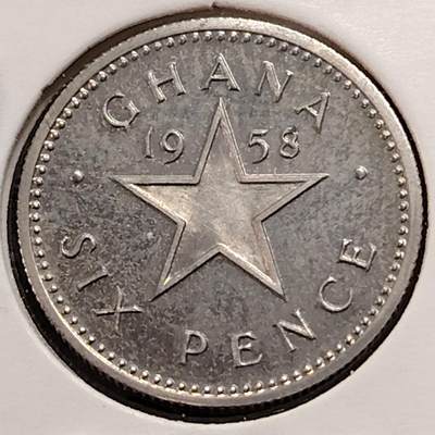 布加迪🐬～世界钱币(上海)🌾第 269 期 /  各国套币和散币 - 加纳🇬🇭 1958年 6便士