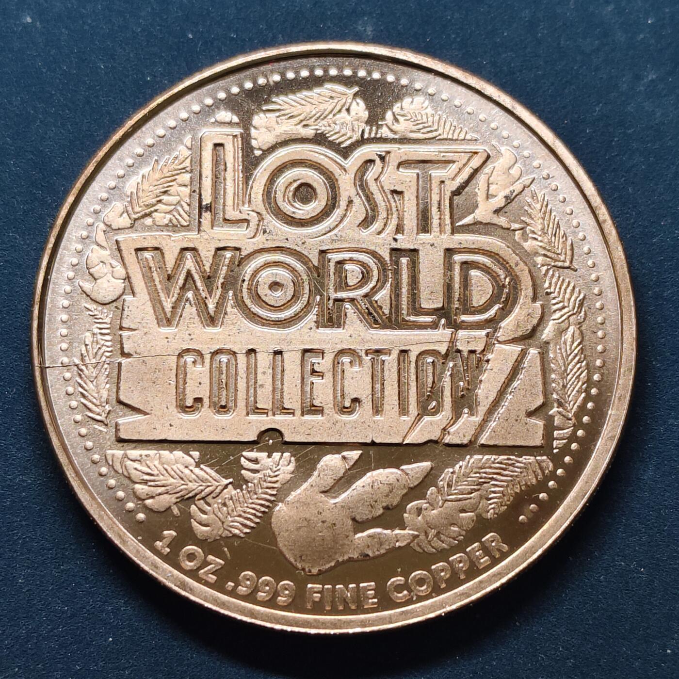 【全场包邮】纯粹捡漏拍494场 【纪念章】美国失落世界系列三角龙克朗型1盎司纯铜克朗型纪念章