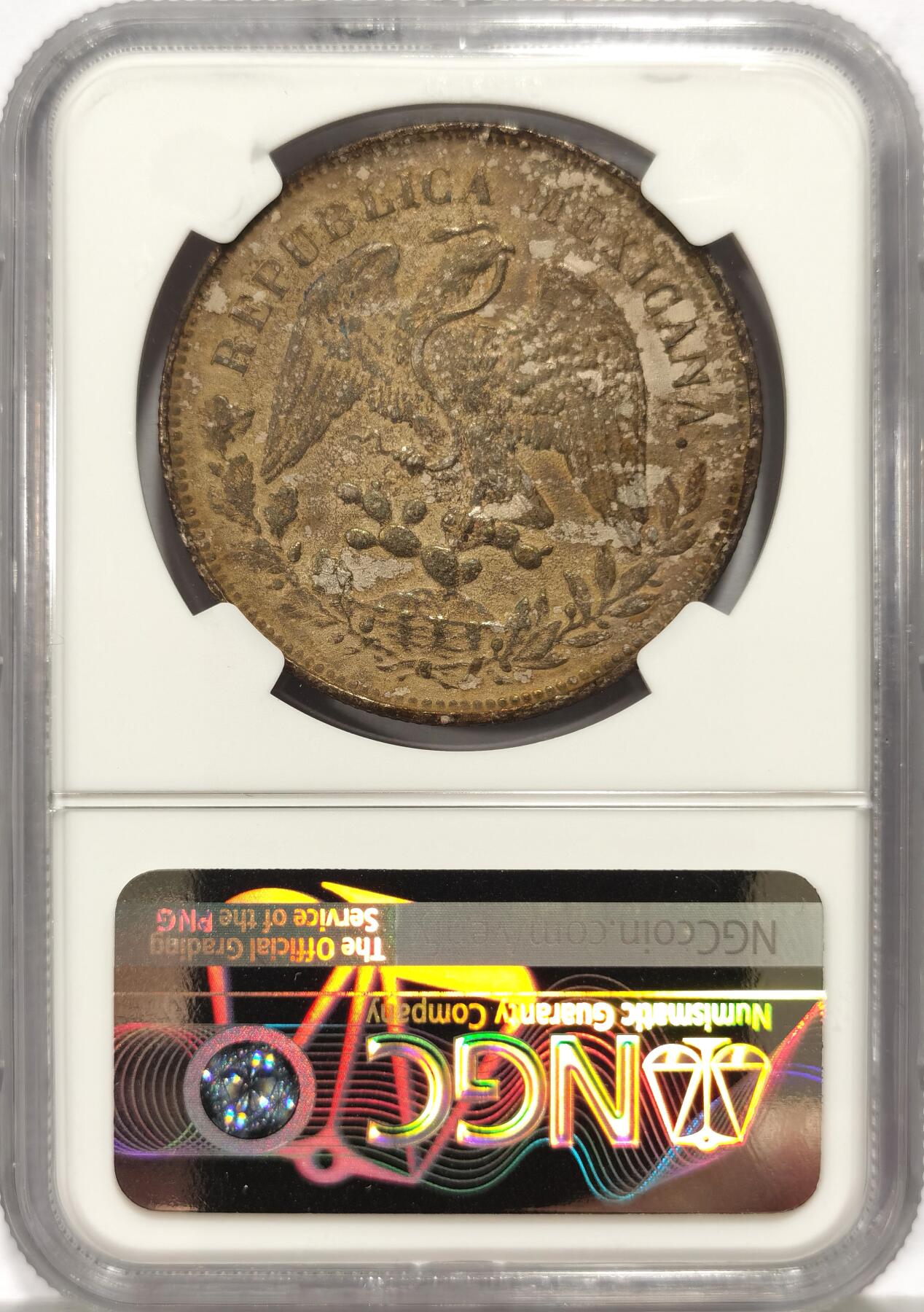 博洋堂世界钱币拍卖第157期（全场包邮） NGC AU 墨西哥1900年CN JQ版直边鹰洋，原味老包浆，直边中少见版别