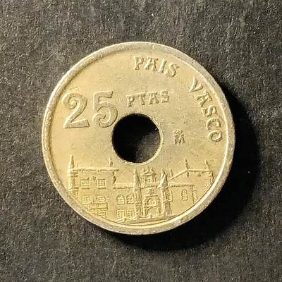 逸泉钱币2026A世界散币纸币纪念币专场A第一场 - 231 西班牙25比塞塔圆孔