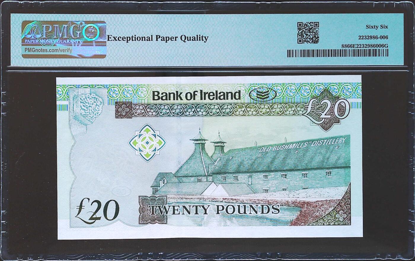 世界靓号纸钞第八十一期 2013年北爱尔兰20镑 首发AA冠 百位号 353号 PMG66