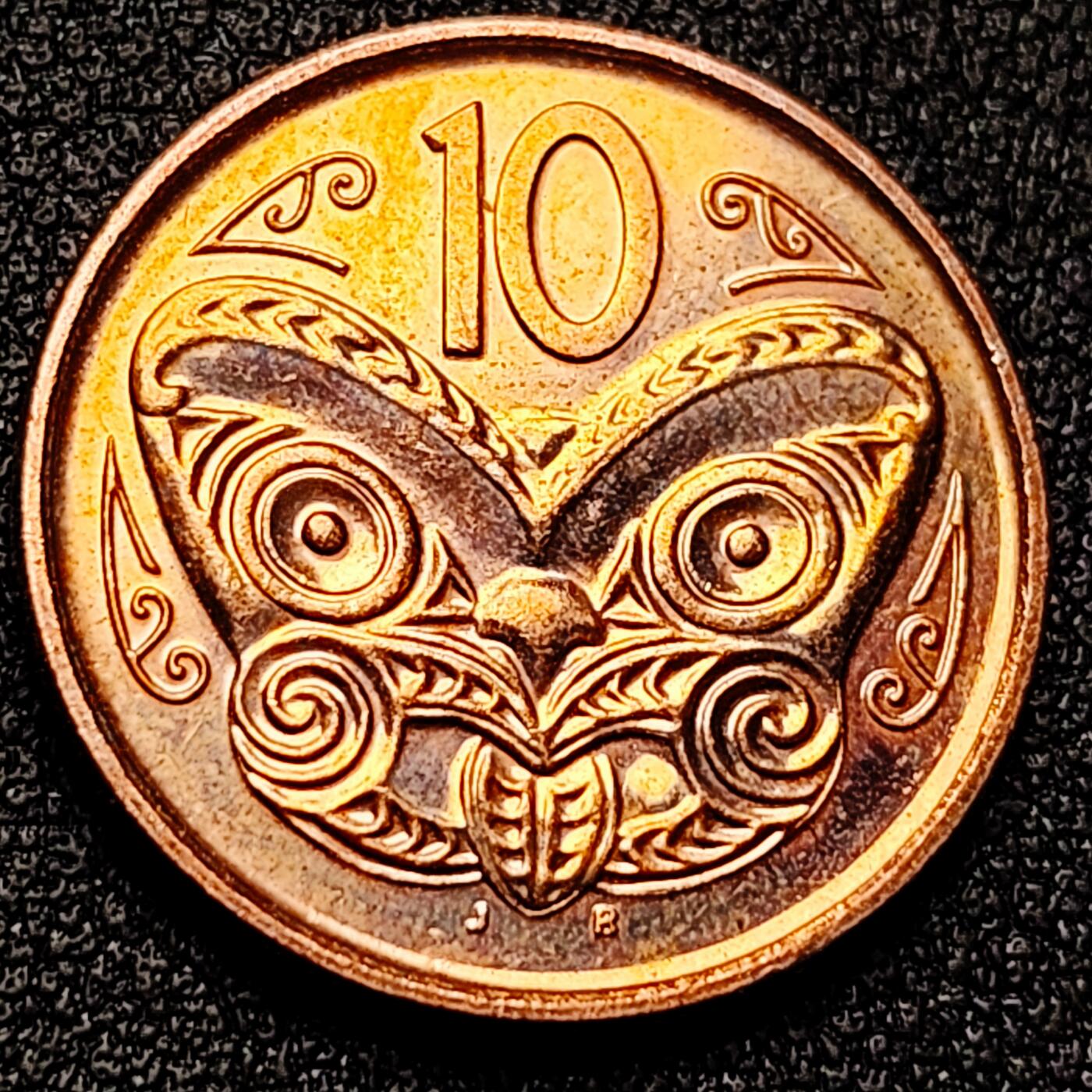 泉币菌-第169场- 精品福利场 原铜光极美 毛利面具 英联邦 新西兰10分铜币 英国女王 伊丽莎白二世 21mm