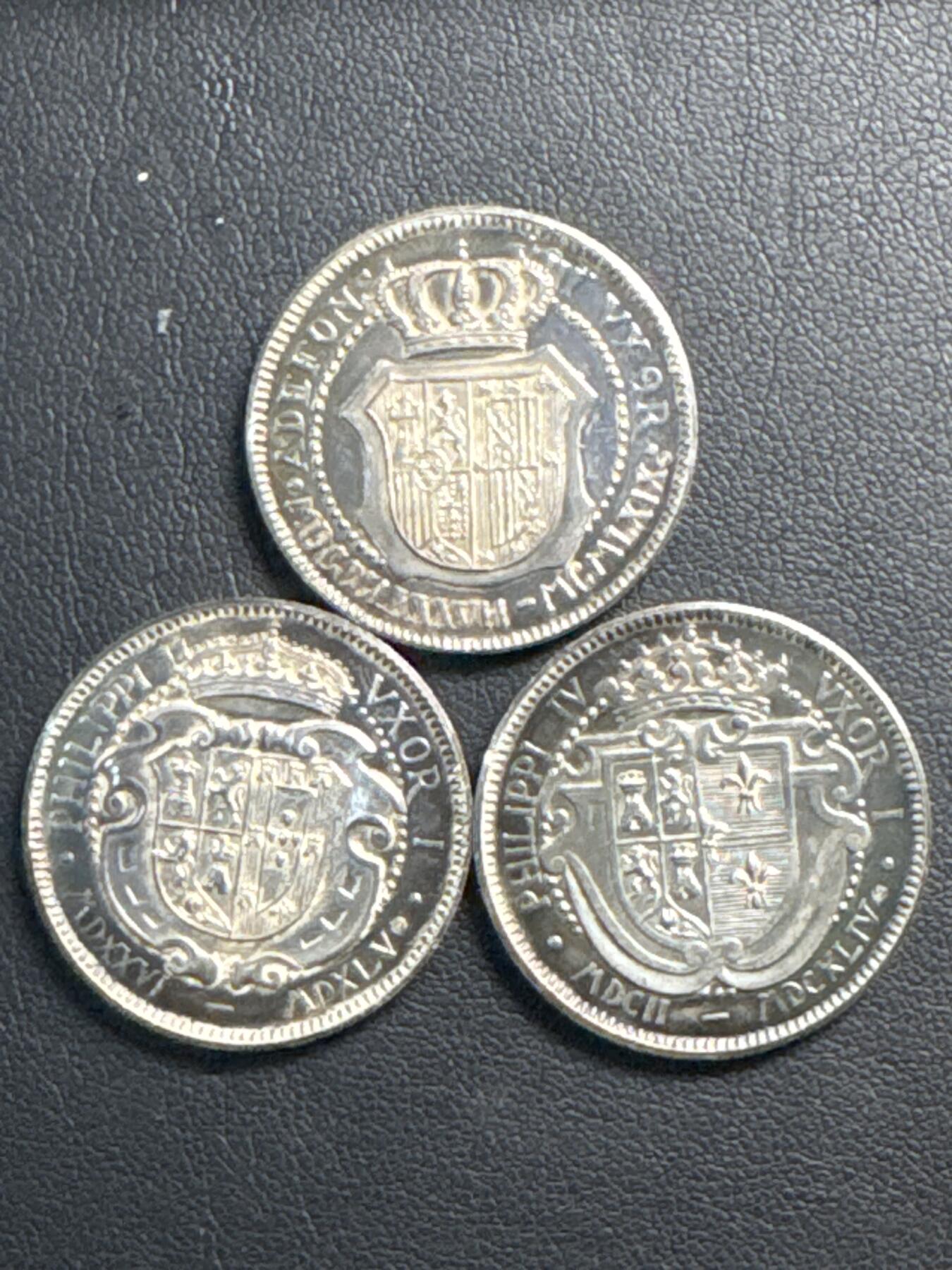 ❤️【币观天下】❤️ 第339期钱币拍卖- 2026.1.16周五晚上6点半场-长期征集拍品 西班牙王室伊萨贝拉二世银章三枚一组每个7.25克925银