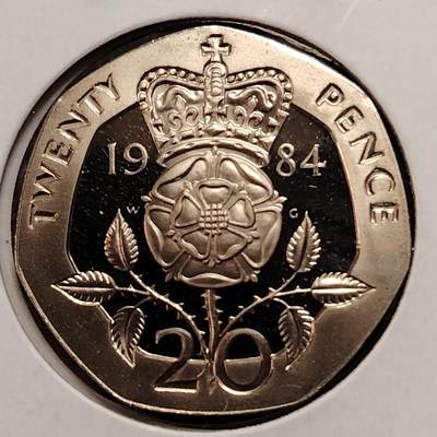 布加迪🐬～世界钱币(上海)🌾第 269 期 /  各国套币和散币 - 英国🇬🇧 1984年 20便士 精制币