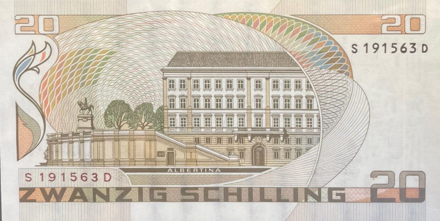 回流0119 奥地利1986年版20先令纸币 