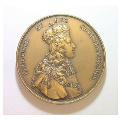 【旋风钱币】1月17日19:00准时开拍 精美欧洲币章、银币银章、第三帝国钱币等 全场包邮！ - 【艺术】法国艺术大章1722年 路易十五加冕仪式高浮雕精制超大铜章 72MM 210克