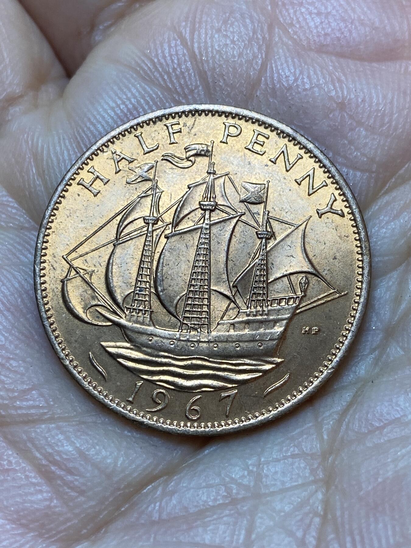 2026年第七场(总第一百七十六场）外国好品散币场(免佣金) 原光好品–英国🇬🇧1967年半便士(伊丽莎白二世青年桂冠第二版，普制币关门年)