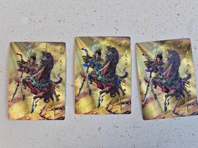 玩卡战线手绘+国潮卡大甩拍第48期（周一晚10点半截拍）请寄存过多的卡友准许发货哇！ - 卡德曼-杆子绘扈三娘粗闪卡一套三张