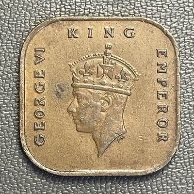 回流0119 - 英属马来亚1945年乔治六世1分方形铜币