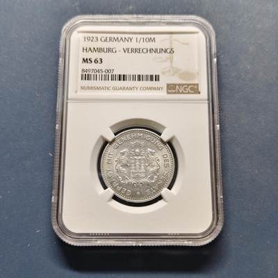 【全场包邮】纯粹捡漏拍495场-持续更新中 - 德国紧急状态汉堡1923年1/10马克-NGC MS63