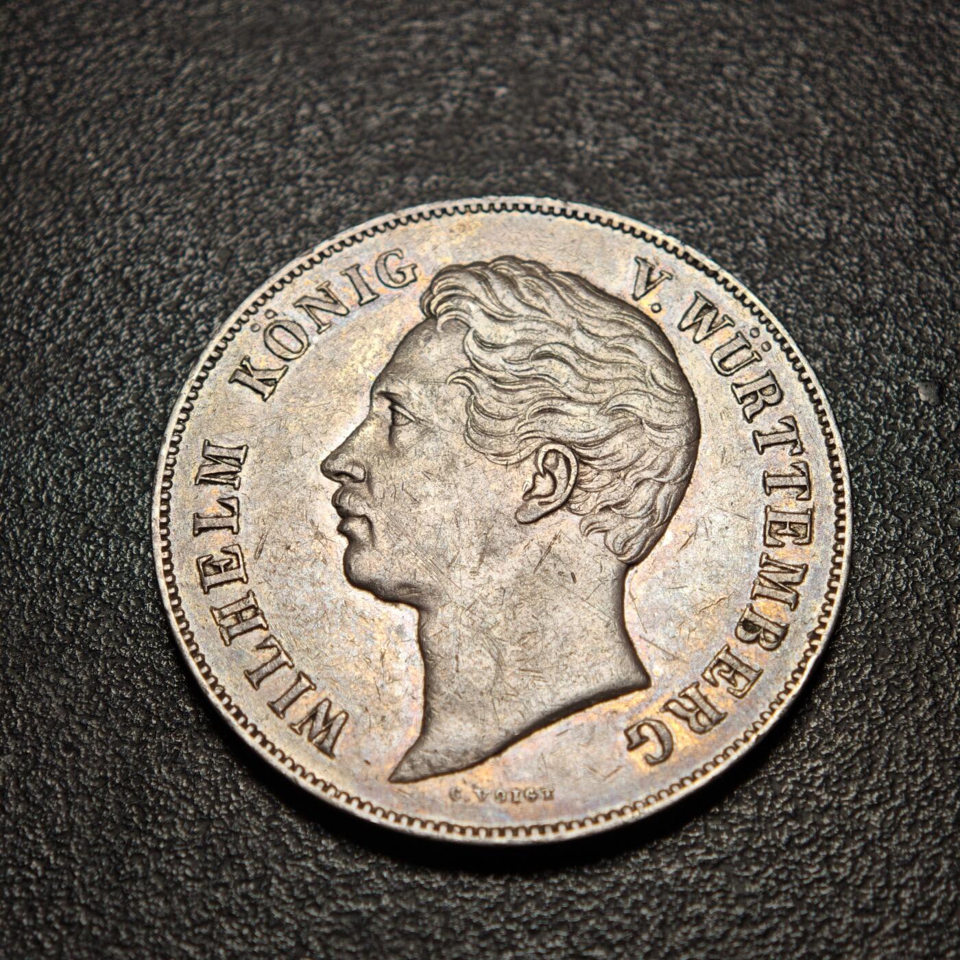 【德藏】世界币章拍卖第162期（拍品征集中~欢迎藏友联系） 1848年 德国符腾堡威廉一世2盾银币 直径约：35.6mm；重约：21.1g