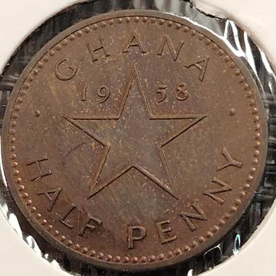 布加迪🐬～世界钱币(上海)🌾第 269 期 /  各国套币和散币 - 加纳🇬🇭 1958年 1/2便士