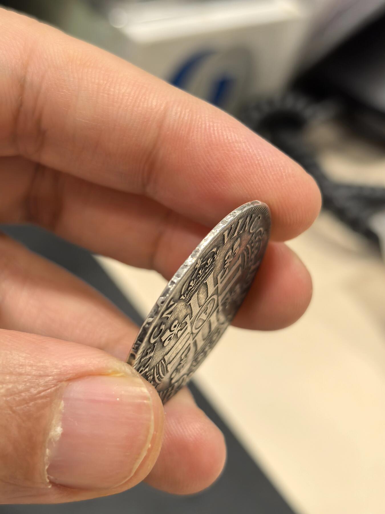 博洋堂世界钱币拍卖第157期（全场包邮） 法国1690年路易十四半埃居银币 巴黎厂，8L皇冠形制，很少见的面值和品种，老包浆